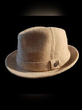 London Fog Wool Blend Fedora Soft Beige Tone Size 57/7
